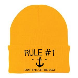 Rule Number 1 Dont Fall Off The Boat Captain Boating Gift Knit Cap Winter Beanie