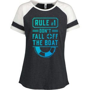 Rule Number 1 Dont Fall Off The Boat Cruise Ship Gift Enza Ladies Jersey Colorblock Tee