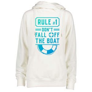 Rule Number 1 Dont Fall Off The Boat Cruise Ship Gift Womens Funnel Neck Pullover Hood