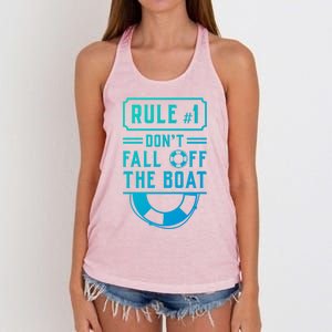 Rule Number 1 Dont Fall Off The Boat Cruise Ship Gift Women's Knotted Racerback Tank