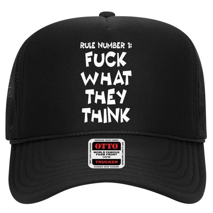 Rule Number 1 One Fuck What They Think High Crown Mesh Back Trucker Hat