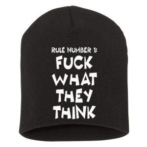 Rule Number 1 One Fuck What They Think Short Acrylic Beanie