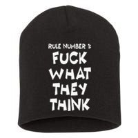 Rule Number 1 One Fuck What They Think Short Acrylic Beanie