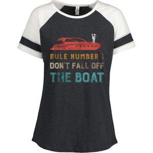 Rule Number 1 Dont Fall Off The Boat Cruising Boating Funny Gift Enza Ladies Jersey Colorblock Tee