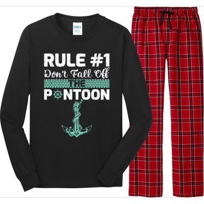 Rule Number 1 Dont Fall Off The Pontoon Boat Funny Boating Gift Long Sleeve Pajama Set