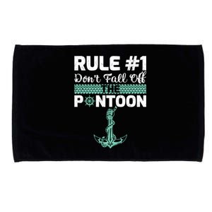 Rule Number 1 Dont Fall Off The Pontoon Boat Funny Boating Gift Microfiber Hand Towel