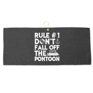 Rule Number 1 Dont Fall Off The Pontoon Boat Funny Gift Large Microfiber Waffle Golf Towel