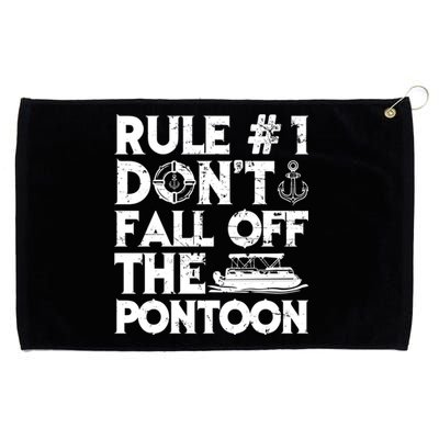 Rule Number 1 Dont Fall Off The Pontoon Boat Funny Gift Grommeted Golf Towel