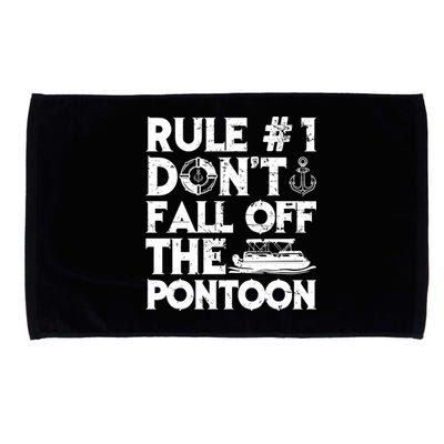 Rule Number 1 Dont Fall Off The Pontoon Boat Funny Gift Microfiber Hand Towel