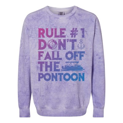 Rule Number 1 Dont Fall Off The Pontoon Boat Funny Gift Colorblast Crewneck Sweatshirt