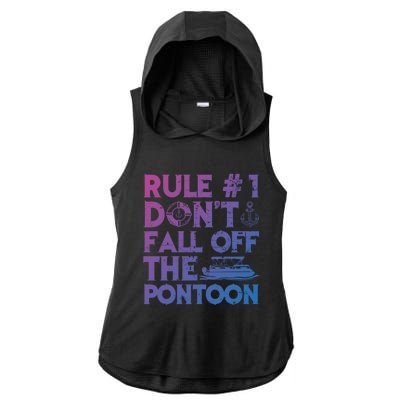 Rule Number 1 Dont Fall Off The Pontoon Boat Funny Gift Ladies PosiCharge Tri-Blend Wicking Draft Hoodie Tank