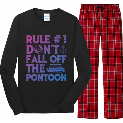 Rule Number 1 Dont Fall Off The Pontoon Boat Funny Gift Long Sleeve Pajama Set