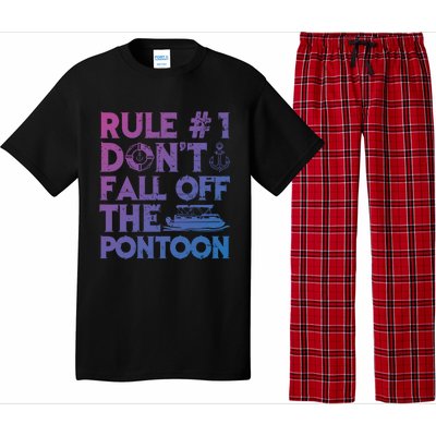 Rule Number 1 Dont Fall Off The Pontoon Boat Funny Gift Pajama Set