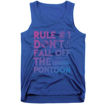 Rule Number 1 Dont Fall Off The Pontoon Boat Funny Gift Tank Top