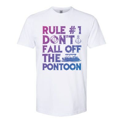 Rule Number 1 Dont Fall Off The Pontoon Boat Funny Gift Softstyle CVC T-Shirt