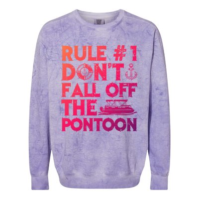 Rule Number 1 Dont Fall Off The Pontoon Boat Funny Gift Colorblast Crewneck Sweatshirt