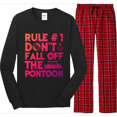 Rule Number 1 Dont Fall Off The Pontoon Boat Funny Gift Long Sleeve Pajama Set