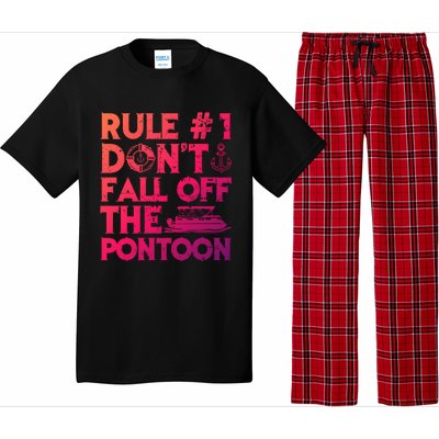 Rule Number 1 Dont Fall Off The Pontoon Boat Funny Gift Pajama Set