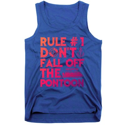 Rule Number 1 Dont Fall Off The Pontoon Boat Funny Gift Tank Top