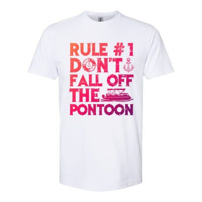 Rule Number 1 Dont Fall Off The Pontoon Boat Funny Gift Softstyle CVC T-Shirt