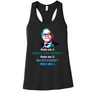 Rule Number 1, Never Lose Money Warren Buffett Quotes Women's Racerback Tank