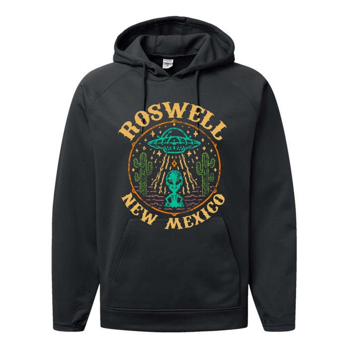 Roswell Nm 1947 Funny Roswell Aviation Gifts New Mexico 51 Performance Fleece Hoodie