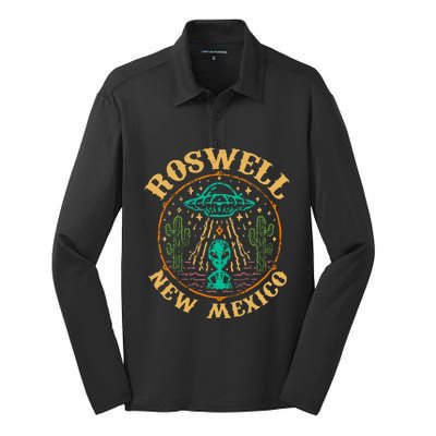 Roswell Nm 1947 Funny Roswell Aviation Gifts New Mexico 51 Silk Touch Performance Long Sleeve Polo