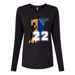 Retro No 22 Woman Basketball Grunge Jersey Womens Cotton Relaxed Long Sleeve T-Shirt