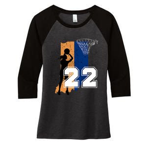 Retro No 22 Woman Basketball Grunge Jersey Women's Tri-Blend 3/4-Sleeve Raglan Shirt