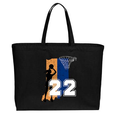 Retro No 22 Woman Basketball Grunge Jersey Cotton Canvas Jumbo Tote