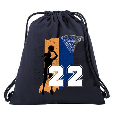 Retro No 22 Woman Basketball Grunge Jersey Drawstring Bag