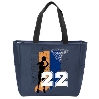 Retro No 22 Woman Basketball Grunge Jersey Zip Tote Bag