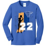 Retro No 22 Woman Basketball Grunge Jersey Kids Long Sleeve Shirt