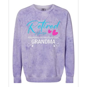 Retired Nurse 2025 Promoted To Professional Grandma Heart Colorblast Crewneck Sweatshirt