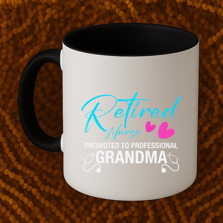 Retired Nurse 2025 Promoted To Professional Grandma Heart Mug