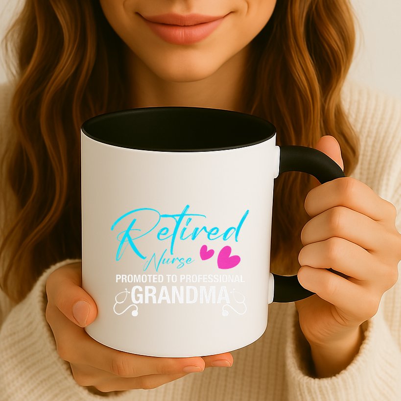 Retired Nurse 2025 Promoted To Professional Grandma Heart Mug