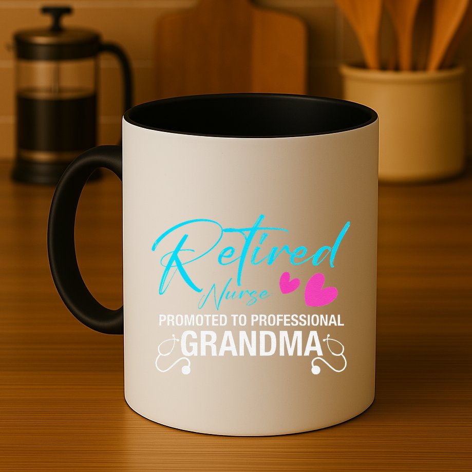 Retired Nurse 2025 Promoted To Professional Grandma Heart Mug