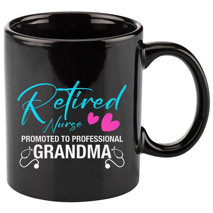 Retired Nurse 2025 Promoted To Professional Grandma Heart 11oz C Handle Ceramic Mug