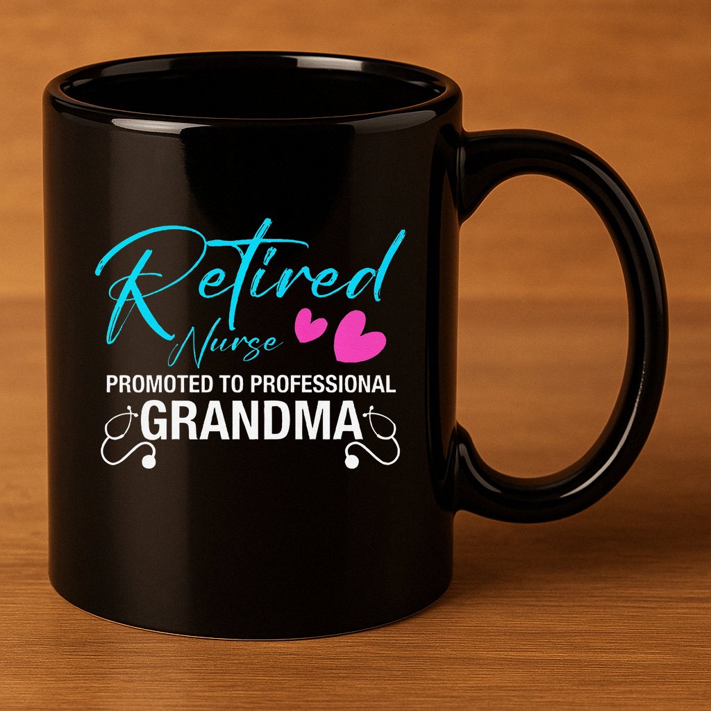 Retired Nurse 2025 Promoted To Professional Grandma Heart 11oz C Handle Ceramic Mug