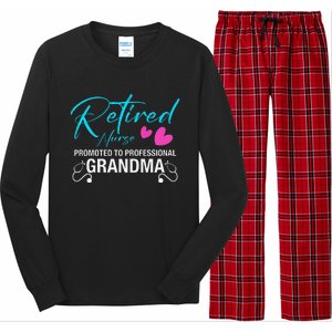 Retired Nurse 2025 Promoted To Professional Grandma Heart Long Sleeve Pajama Set