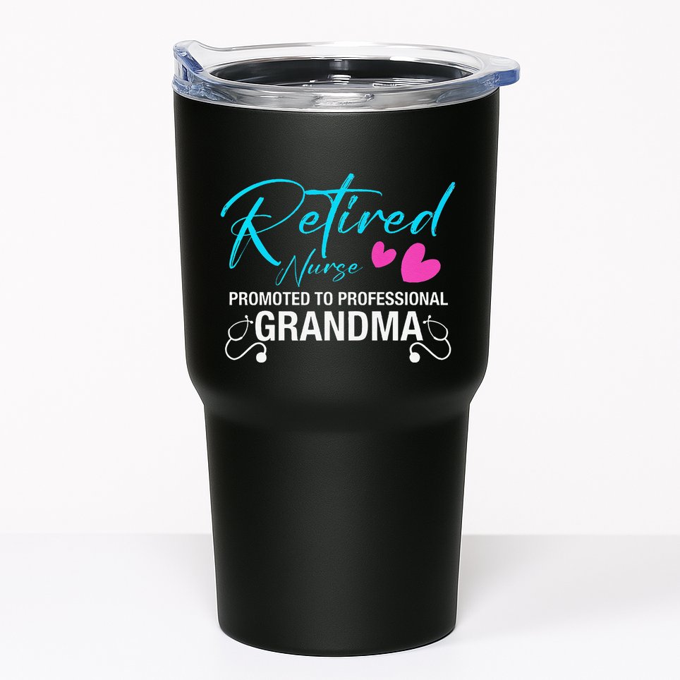 Retired Nurse 2025 Promoted To Professional Grandma Heart Tumbler
