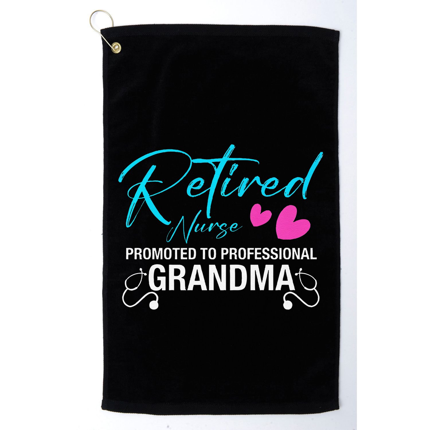 Retired Nurse 2025 Promoted To Professional Grandma Heart Golf Towel