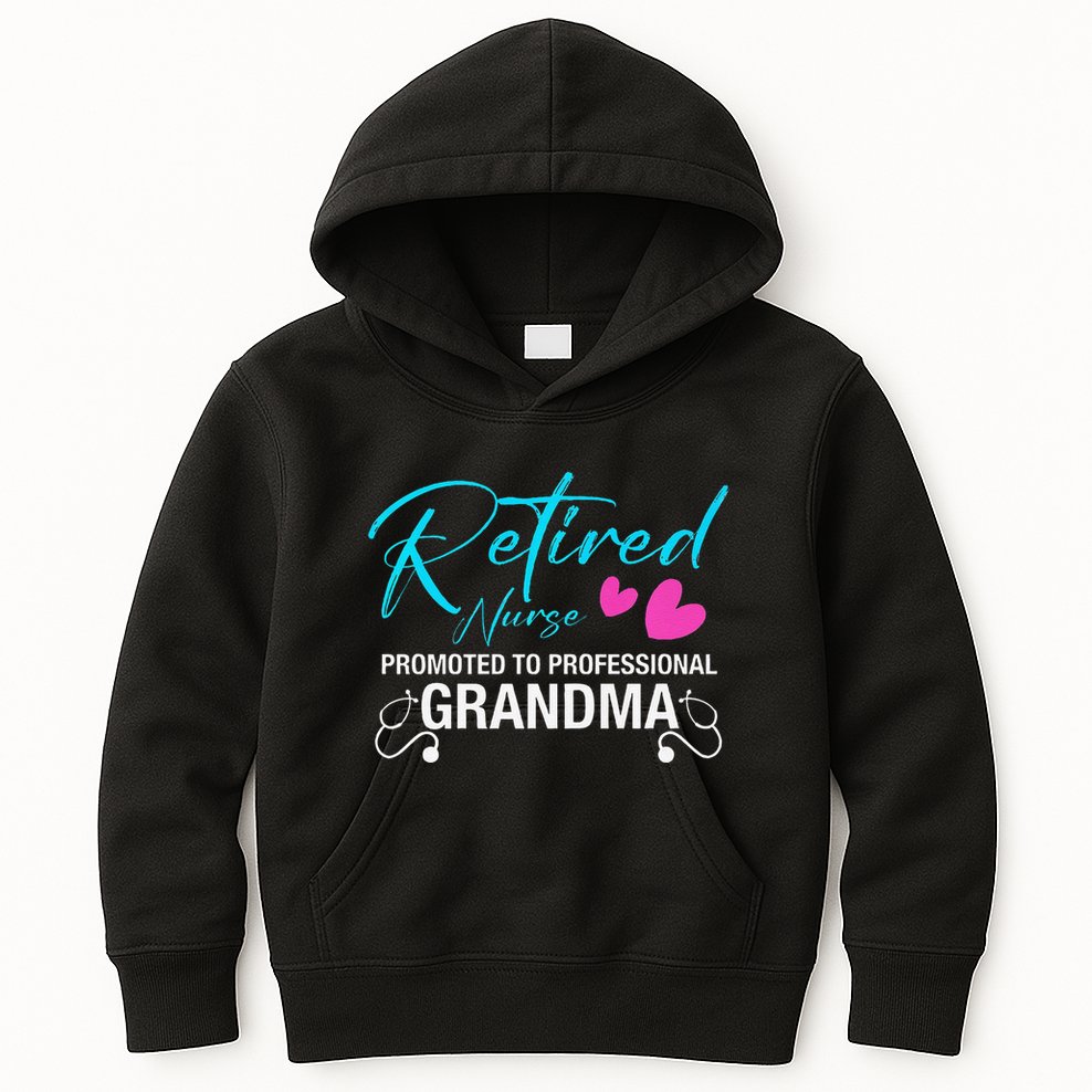 Retired Nurse 2025 Promoted To Professional Grandma Heart Kids Hoodie