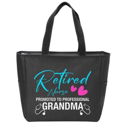Retired Nurse 2025 Promoted To Professional Grandma Heart Zip Tote Bag