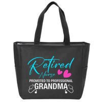 Retired Nurse 2025 Promoted To Professional Grandma Heart Zip Tote Bag