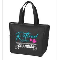 Retired Nurse 2025 Promoted To Professional Grandma Heart Zip Tote Bag