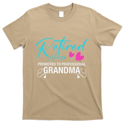 Retired Nurse 2025 Promoted To Professional Grandma Heart T-Shirt