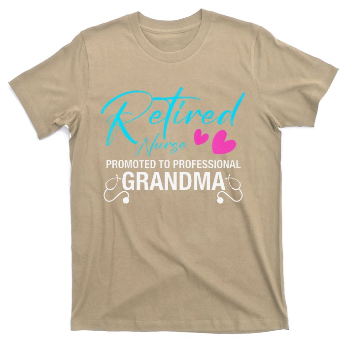 Retired Nurse 2025 Promoted To Professional Grandma Heart T-Shirt