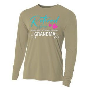 Retired Nurse 2025 Promoted To Professional Grandma Heart Cooling Performance Long Sleeve Crew