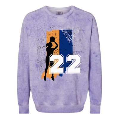 Retro No 22 Woman Basketball Grunge Jersey Colorblast Crewneck Sweatshirt